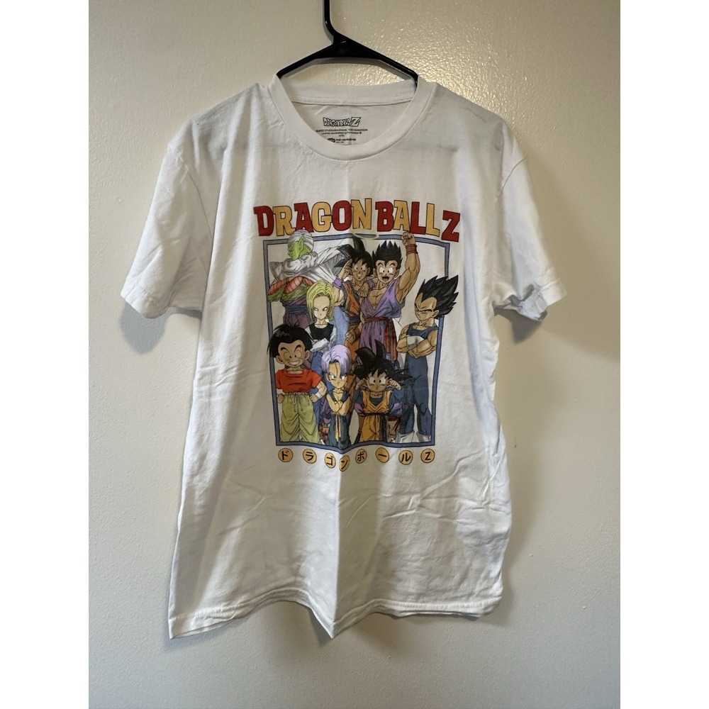 Dragon Ball Z Graphic T-Shirt Mens Large White Goku Vegeta Anime Tee L